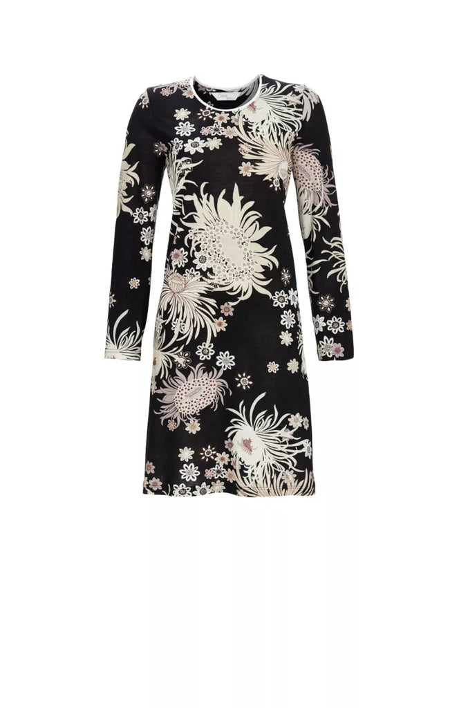 Ringella Ringella - Nachthemd - Chérie Line Gebloemd - 5571006 900 Zwart