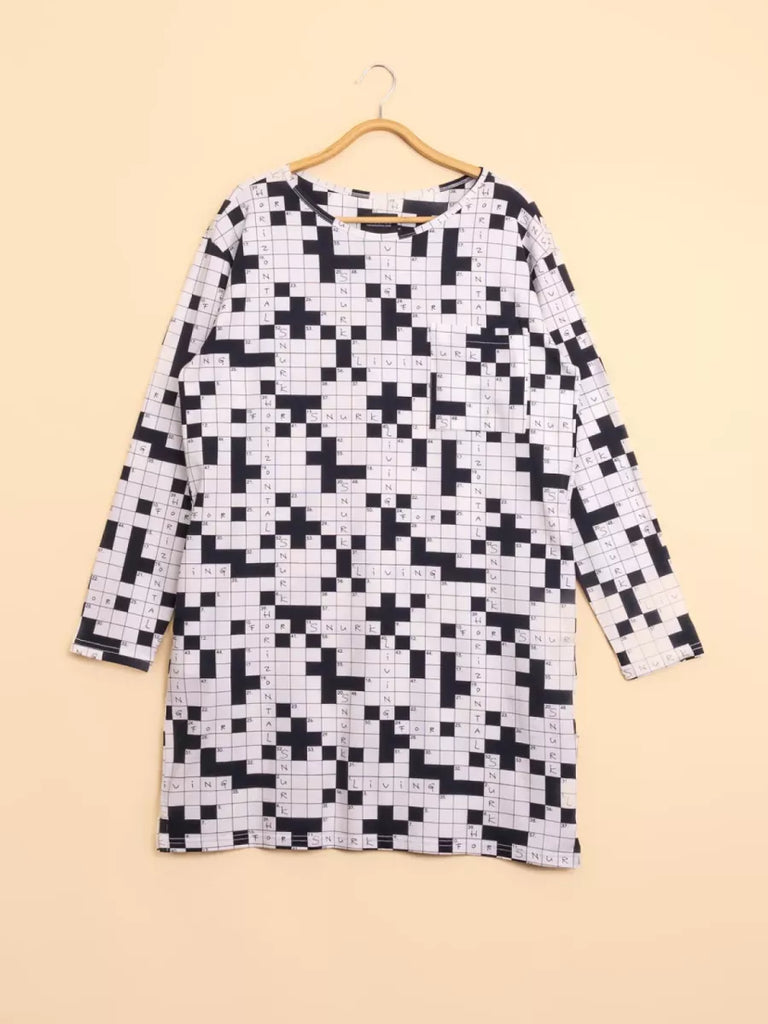 SNURK Snurk - Long Sleeve Dress - Crosswords