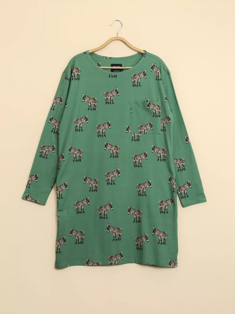 SNURK Snurk - Long Sleeve Dress - Donkeys - Groen