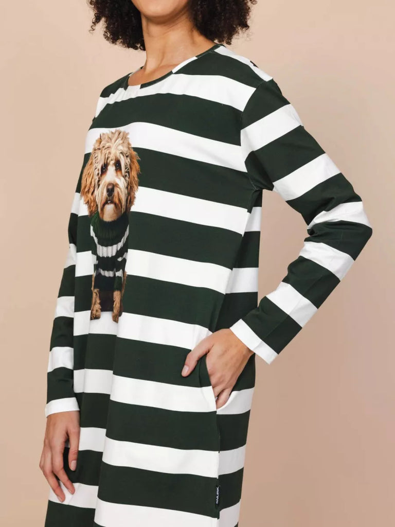 SNURK Snurk - Long Sleeve Dress - Labradoodle - Dark Green