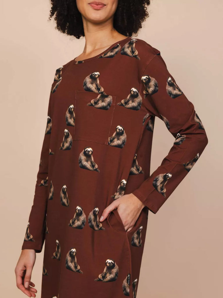 SNURK Snurk - Long Sleeve Dress - Sloth - Brown