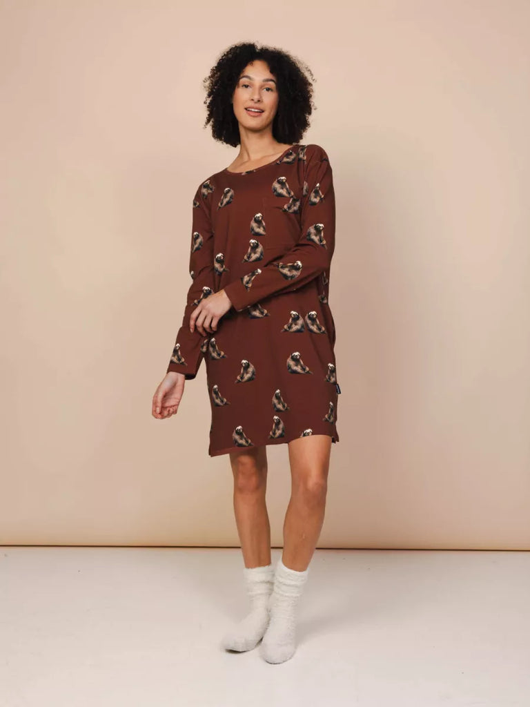 SNURK Snurk - Long Sleeve Dress - Sloth - Brown